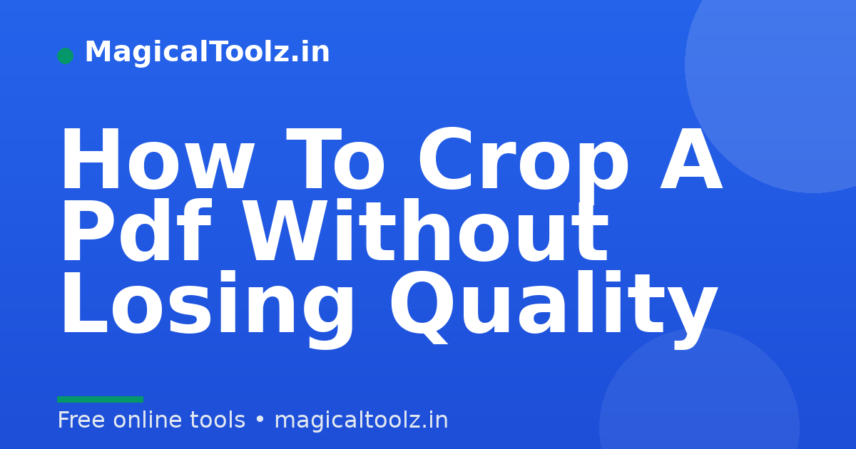 How To Crop A Pdf Without Losing Quality