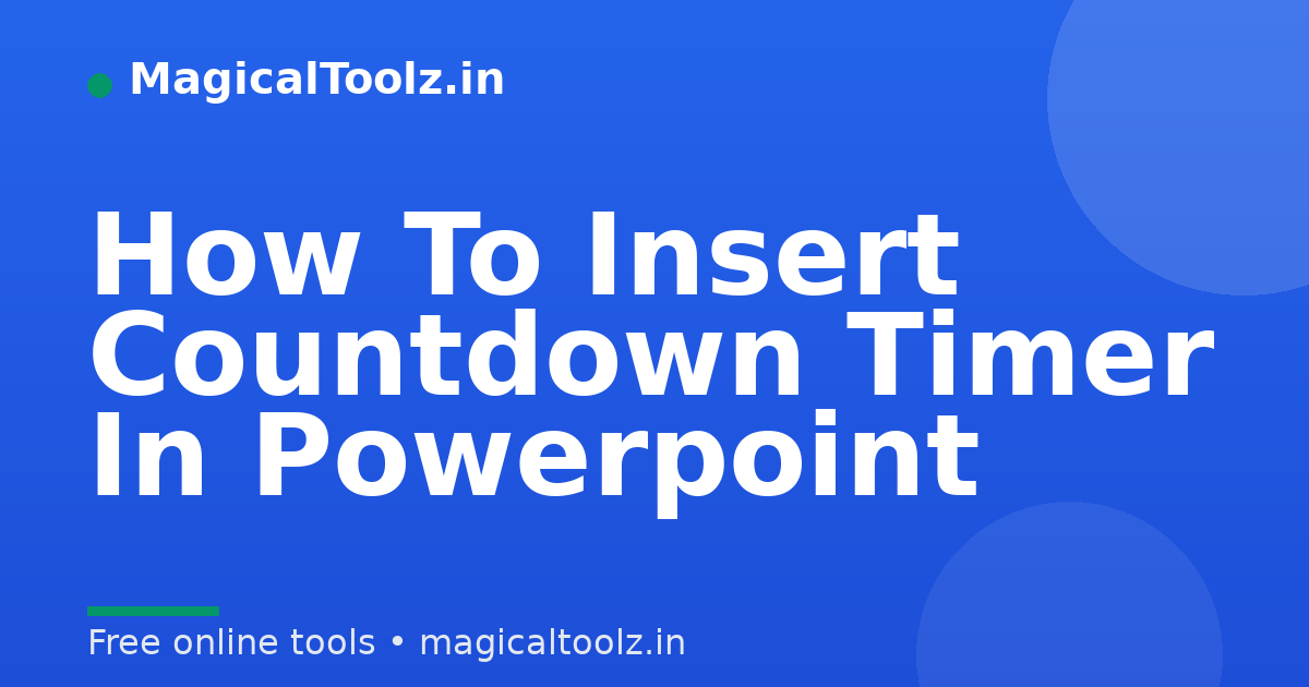 How To Insert Countdown Timer In Powerpoint