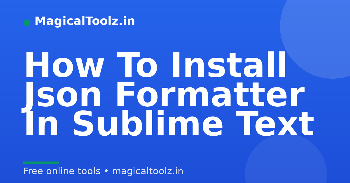 How To Install Json Formatter In Sublime Text