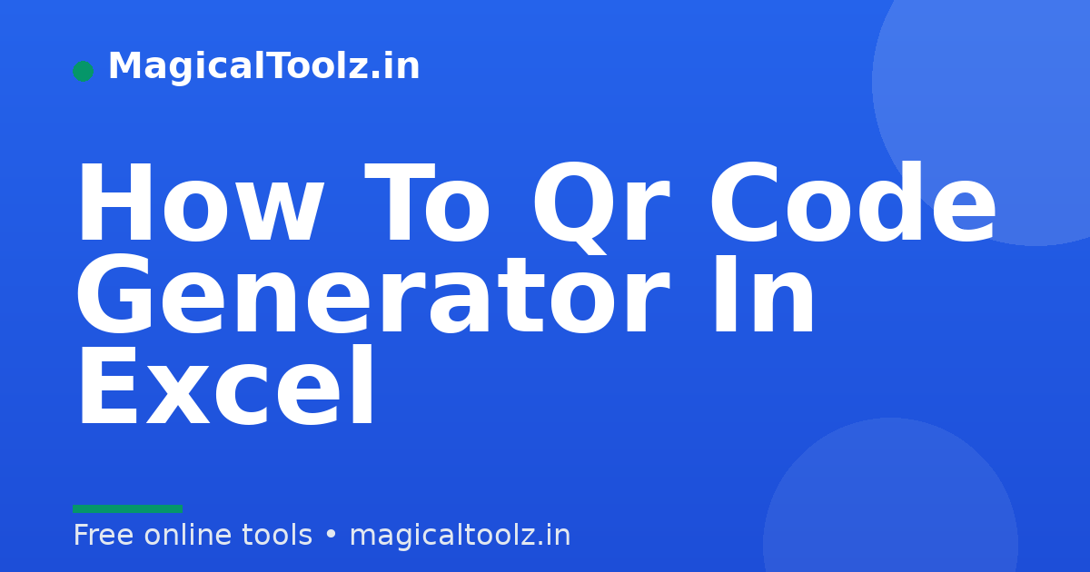 How To Qr Code Generator In Excel